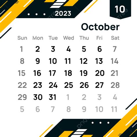 Calendario Elegante Geométrico Mes Octubre 2023 Plantilla Png Calendario Elegante Calendario