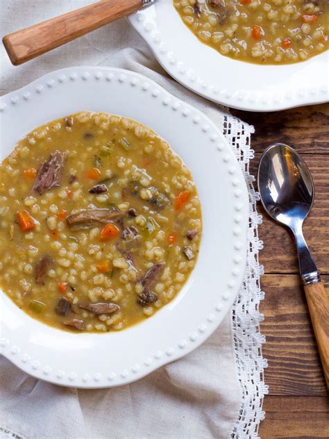 Mushroom Barley Soup With Flanken Homemade Jewish Deli Style Beef Soup Savory And Comforting