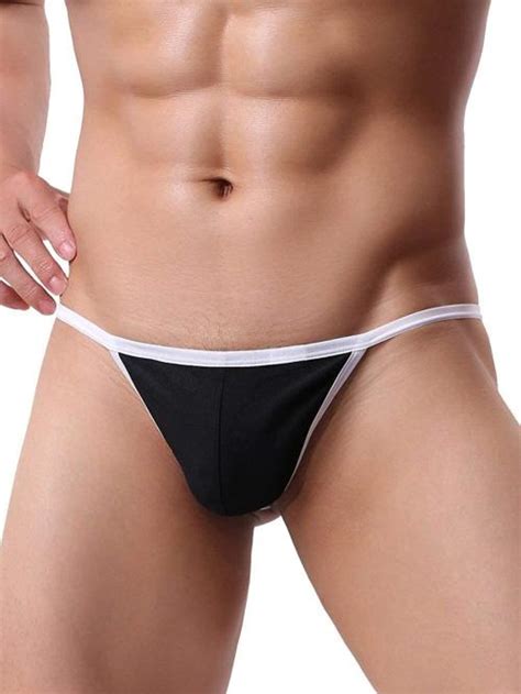 Buy Leadwort Black Polyester And Spandex Thong Bikini Underwear L