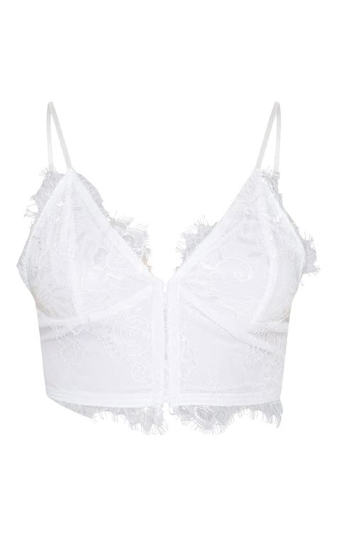 White Eyelash Lace Corset Bralet Tops Prettylittlething Aus