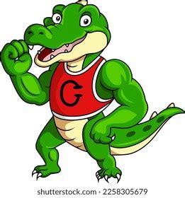 Crocodile Mascot Cartoon Character Muscle Body Stock Vector Royalty