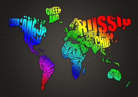 World Map In Words Digital Art By Michael Tompsett Pixels