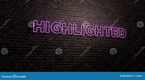 Highlighted Realistic Neon Sign On Brick Wall Background D Rendered