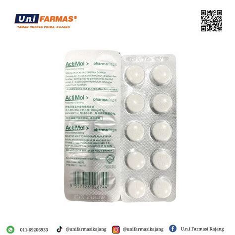 Pharmaniaga Actimol Pcm 500mg Shopee Malaysia