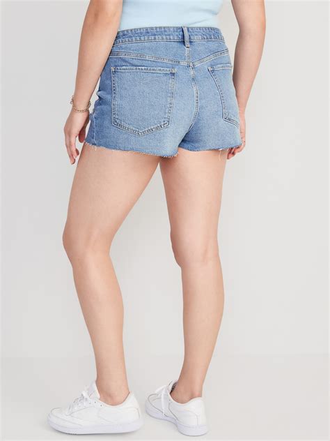 Short OG droit ultra court à taille haute en denim à ourlets effilochés