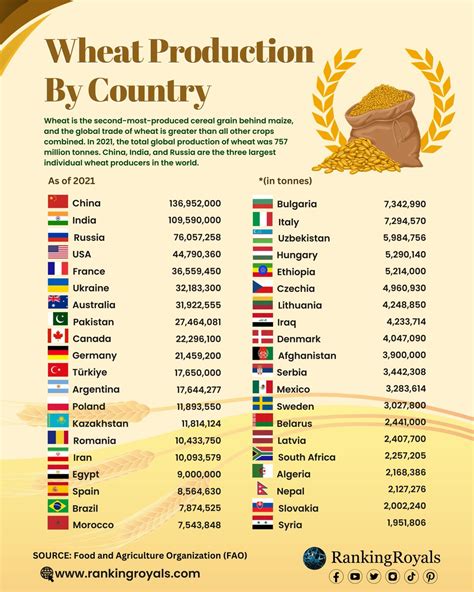 Rankingroyals On Twitter Wheat Production By Country Wheat Is The Second Most Produced Cereal