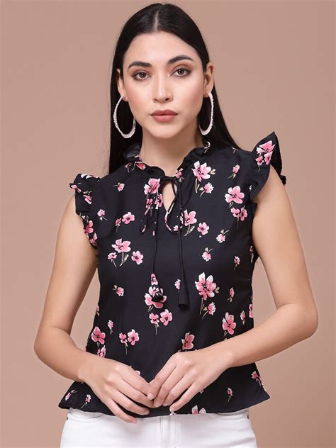 Buy Baesd Floral Printed Tie Up Neck Top Tops For Women 24229070 Myntra