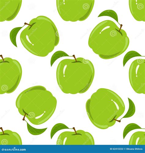 Seamless Texture With A Pattern Of Green Apples Stock Vector Image