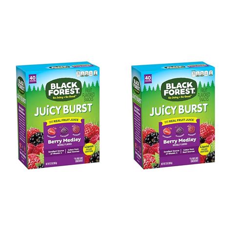 Black Forest Juicy Burst Fruit Snacks Berry Medley 0 8 Ounce Pouches 40 Count