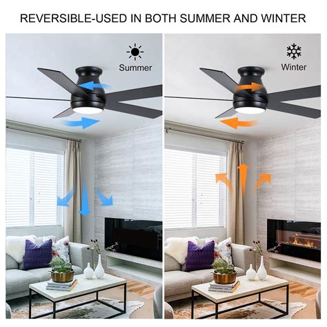 POCHFAN 52 Inch Low Profile Ceiling Fans With Lights And Remote LED