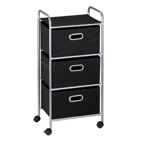 Honey Can Do 3 Drawer Rolling Cart Black Storage Cart Storage