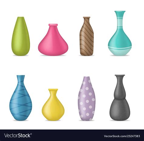 Realistic 3d Detailed Ceramic Vase Color Set Vector Image