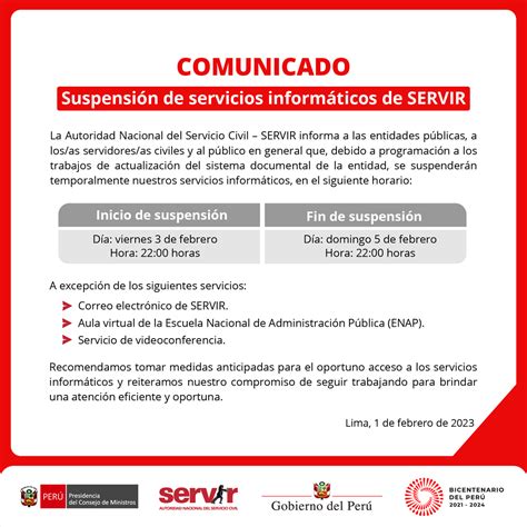 Servir Peru On Twitter Atenci N Comunicado De Servir Toma Nota