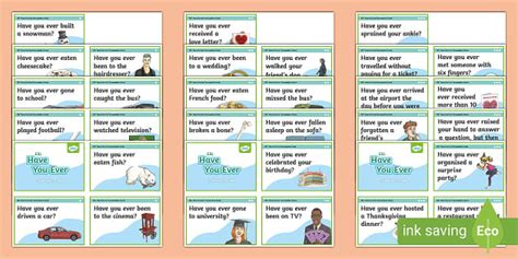 ESL 'Have You Ever' Conversation Cards (teacher made)