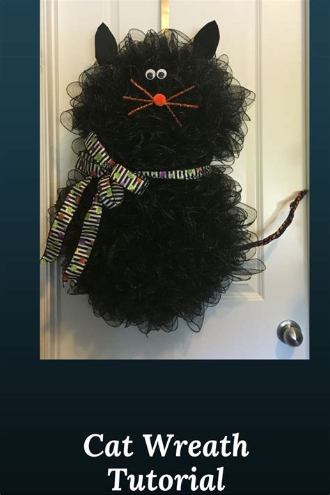 Tutorial For Black Cat Halloween Black Cat Decorations Halloween Mesh Wreaths Diy Halloween