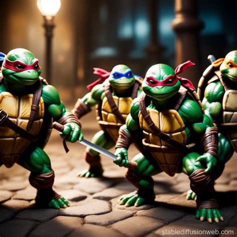 Ninja Turtles Creating An Oil Painting Stable Diffusion Online