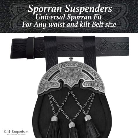 Celtic Leather Kilt Sporran Suspender Adjustable Universal Fit Sporran