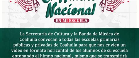 Invita La Secretaria De Cultura A Participar En La Convocatoria “el Himno Nacional En Mi Escuela