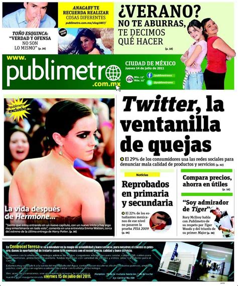 Periódico Publimetro México Periódicos De México Edición De Jueves 14 De Julio De 2011