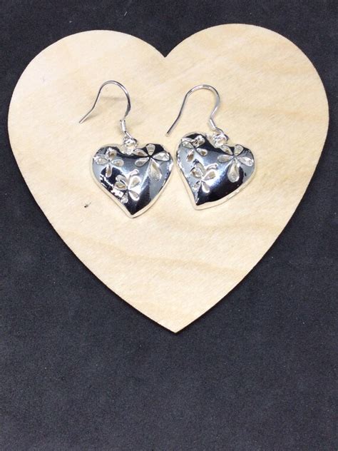 Dangle Earrings Drop Earrings Heart Earrings Silver Etsy