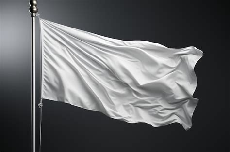 Premium Ai Image Isolated White Flag On Flagpole Waving Against Gray