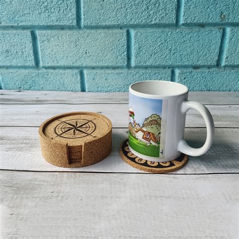 Buy Best Cork Coaster Set With Coaster Holder Set Of 6 Printed