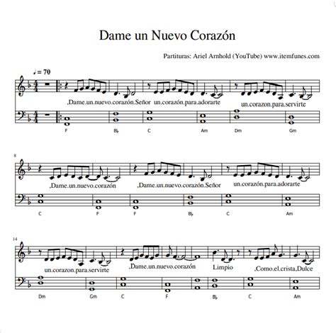 Dame Un Nuevo Coraz N Se Or Partitura Cristiana Facil Piano Notas Pdf