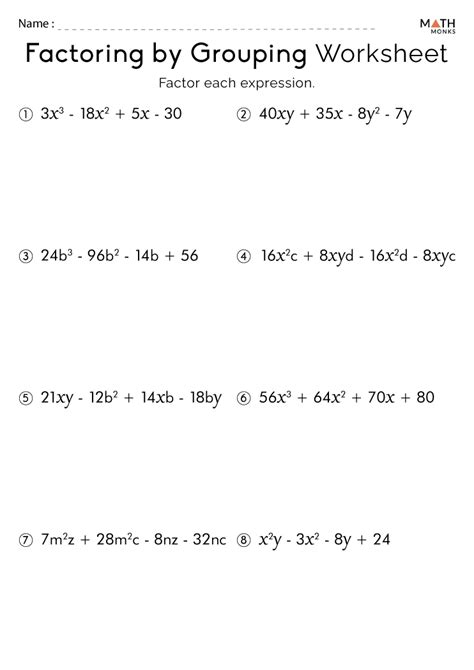 Factoring By Grouping Worksheet Math Monks Worksheets Library