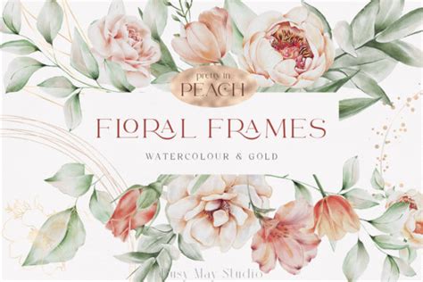 Flowers Rose Gold Geometric Frames PNG Graphic by Busy May Studio ...