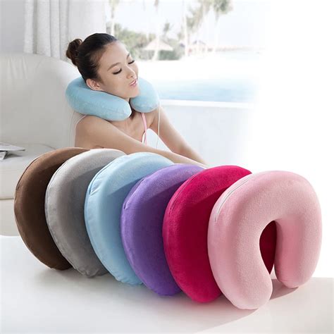 Soft U Shaped Travel Pillow Memory Foam Pillow Travel Neck Pillow for Office Flight Body pillow ...