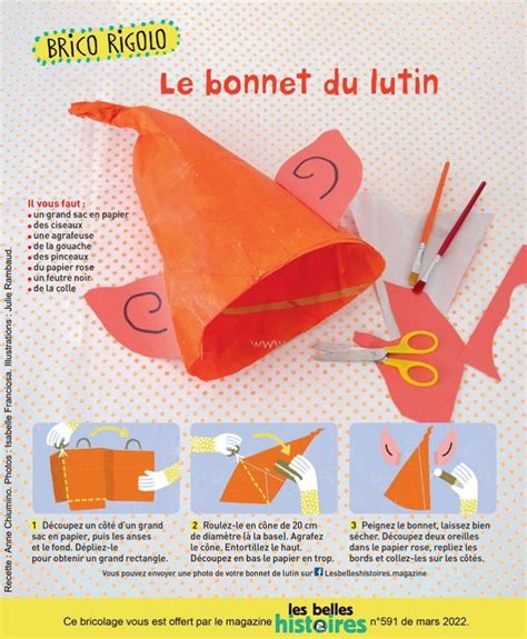 Déguisement à fabriquer le bonnet du lutin Les Belles Histoires