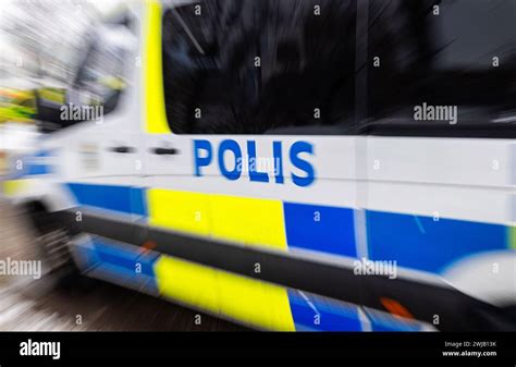 Swedish Police The Emblem Photographed On A Swedish Police Car Stock