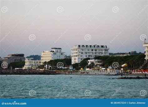 Sunset Serenade: Capturing Golem Beach and the Adriatic Sea in Durres, Albania Editorial Stock ...