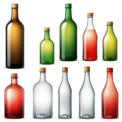 Un Dibujo De Diferentes Botellas De Diferentes Colores Vector Premium