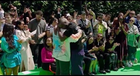 Kanye West And Virgil Share An Emotional Hug At Louis Vuitton Fashion