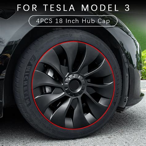 For Tesla Model 3 18 Inch Performance Wheel Covers 4pcs Custom Aero Hub