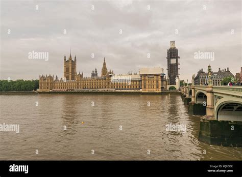 Palace Of Westminster The Thames River And A Portion Of The