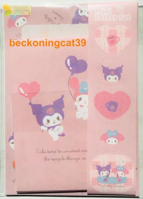 Sanrio Character My Melody Kuromi Mini Letter Envelope Set Made