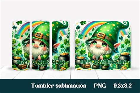 St Patricks Day Gnome Sublimation Tumbler Design