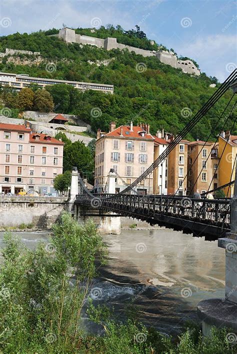 View of Grenoble with the Bastille Fortress. Stock Photo - Image of ...