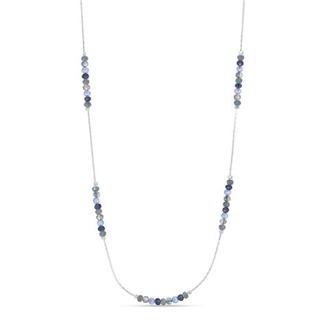 classic blue crystal petite silver chain necklace – My Fun Colors