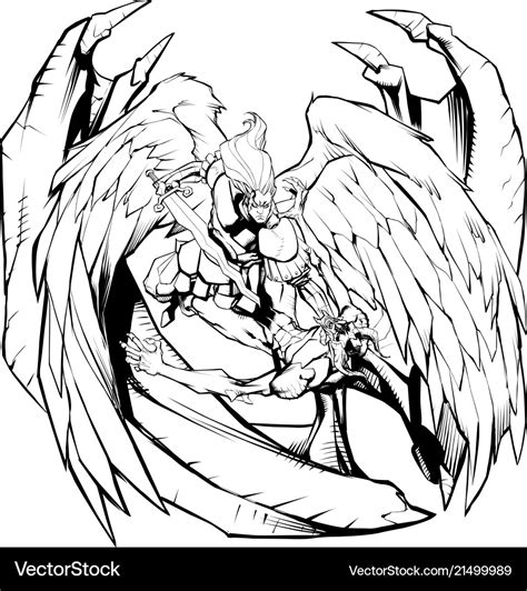 Angel versus devil line art Royalty Free Vector Image