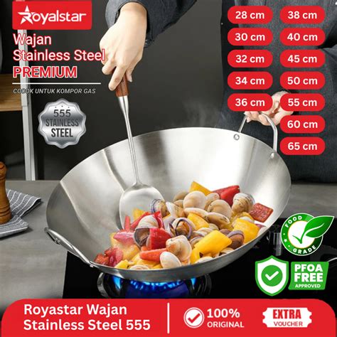 jual royalstar wajan kuali stainless steel tebal kuat  pegangan