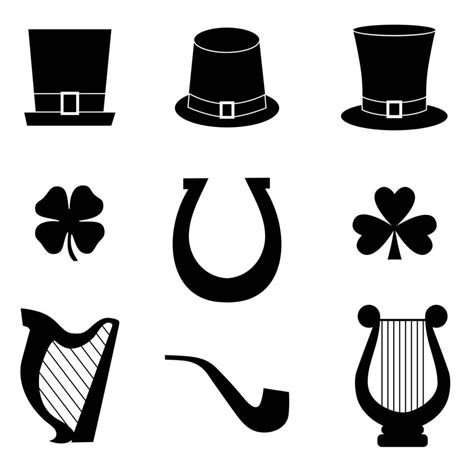 Saint Patricks Day Vector Icons Black Silhouette 1988314 Vector Art At Vecteezy