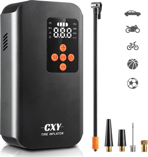 Cxy Compresseur à Air Portatif 7500mAh Mini Gonfleur Pneus avec Jauge