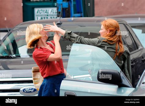 Jess Weixler And Jessica Chastain On The Set Of The New Movie The