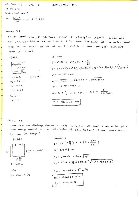 SOLUTION Hydraulics Solved Problems Orifices Studypool