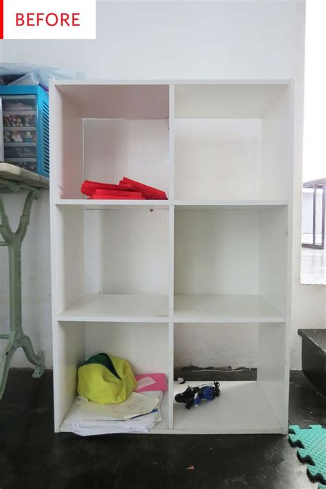 Before And After A Major Twist On A Plain Jane Cube Shelving Unit Cube Shelving Unit