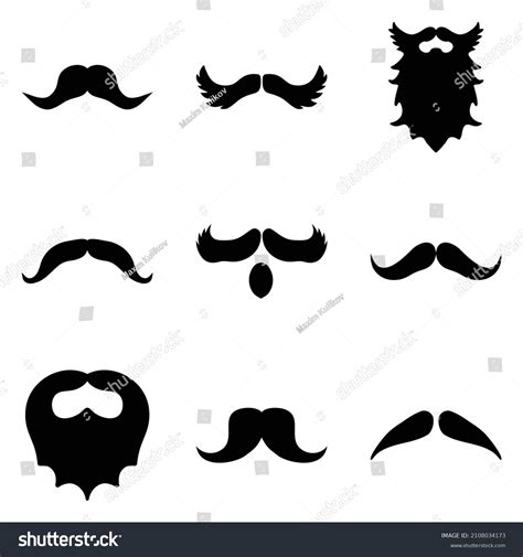 Beards Mustache Flat Icon Set Isolated Stock Vector Royalty Free