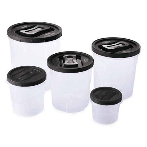 Conjunto De 5 Potes De Plásticos Clic Rosca Para Mantimentos 7 6L 4 5L